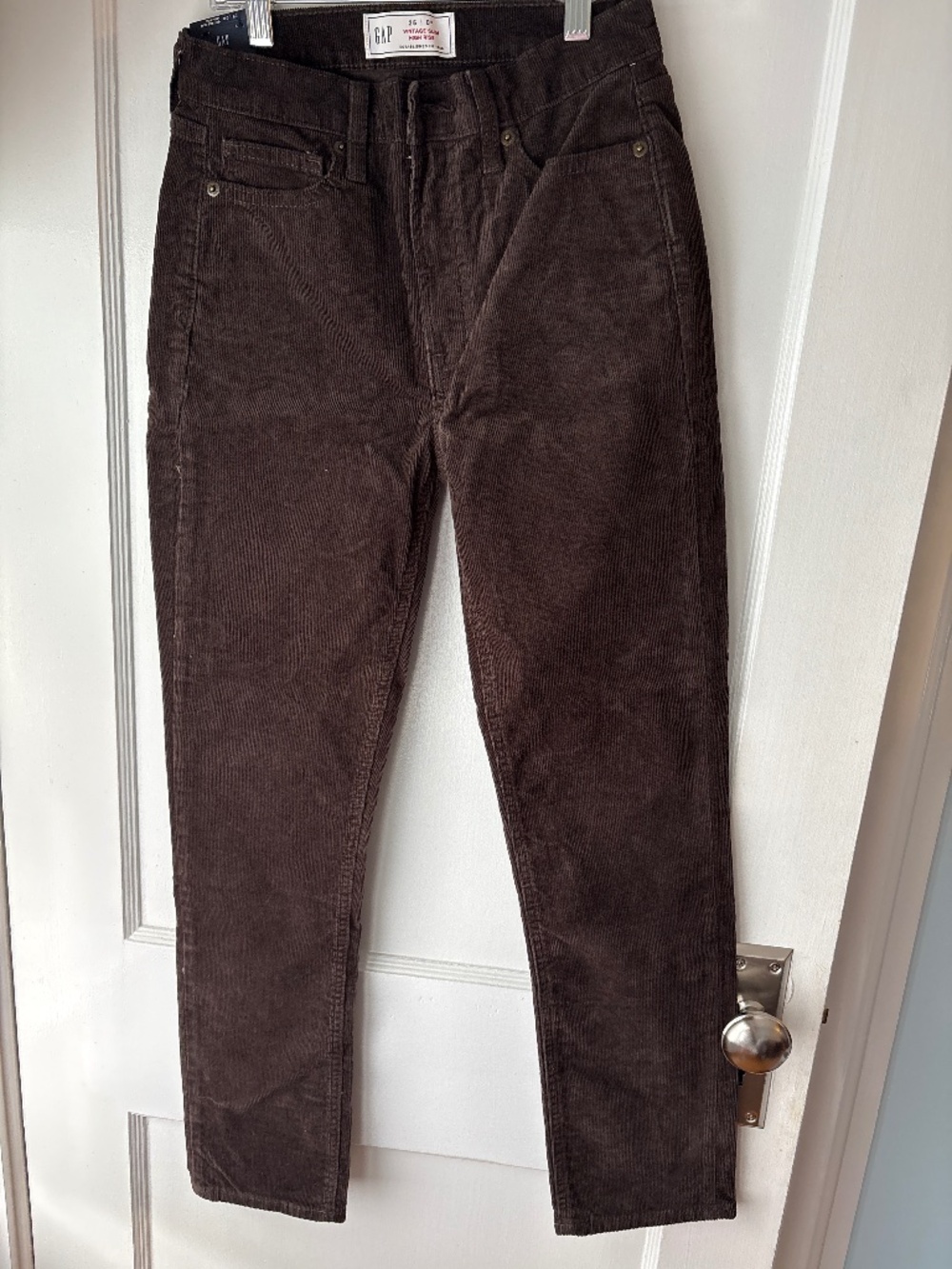 Gap High Rise Vintage Slim Corduroy Pant, Brown, Sz 25, NWT